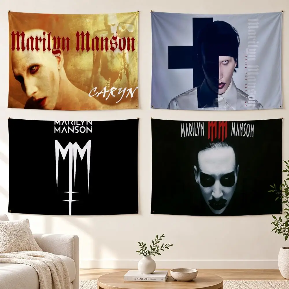Marilyn Manson Flags Banner For Bedroom Outdoor Living Room Restaurant Bar Wall Decor Party