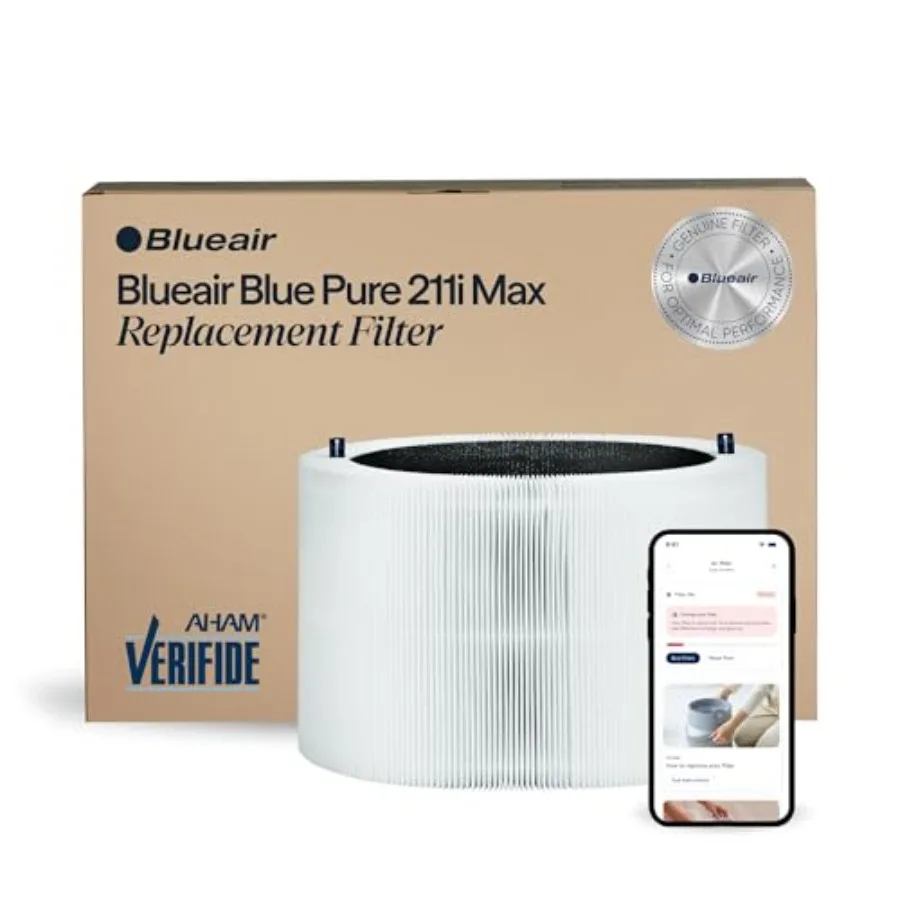 

Blue Pure 211i Max air purifier filter: genuine F2MAX replacement, HEPASilent tech, particle + carbon filtration, gray, fits 21