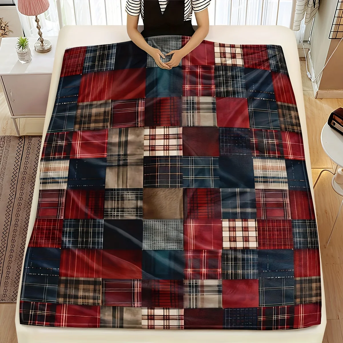 

Vintage Plaid Decorative Blanket Soft Comfortable Flannel Blanket Christmas Gift Birthday Gift Blanket Bed Decoration Blanket
