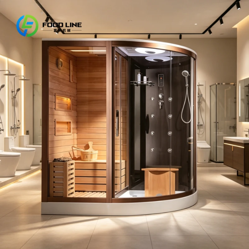 Customized Solid Wood Sauna Room Electric Heating Computer Control Dry & Wet Steam Tempered Glass Luxury Steam Shower