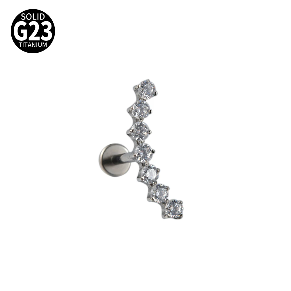 G23 Solid Titanium CZ Flower Moon Cartilage Earring
