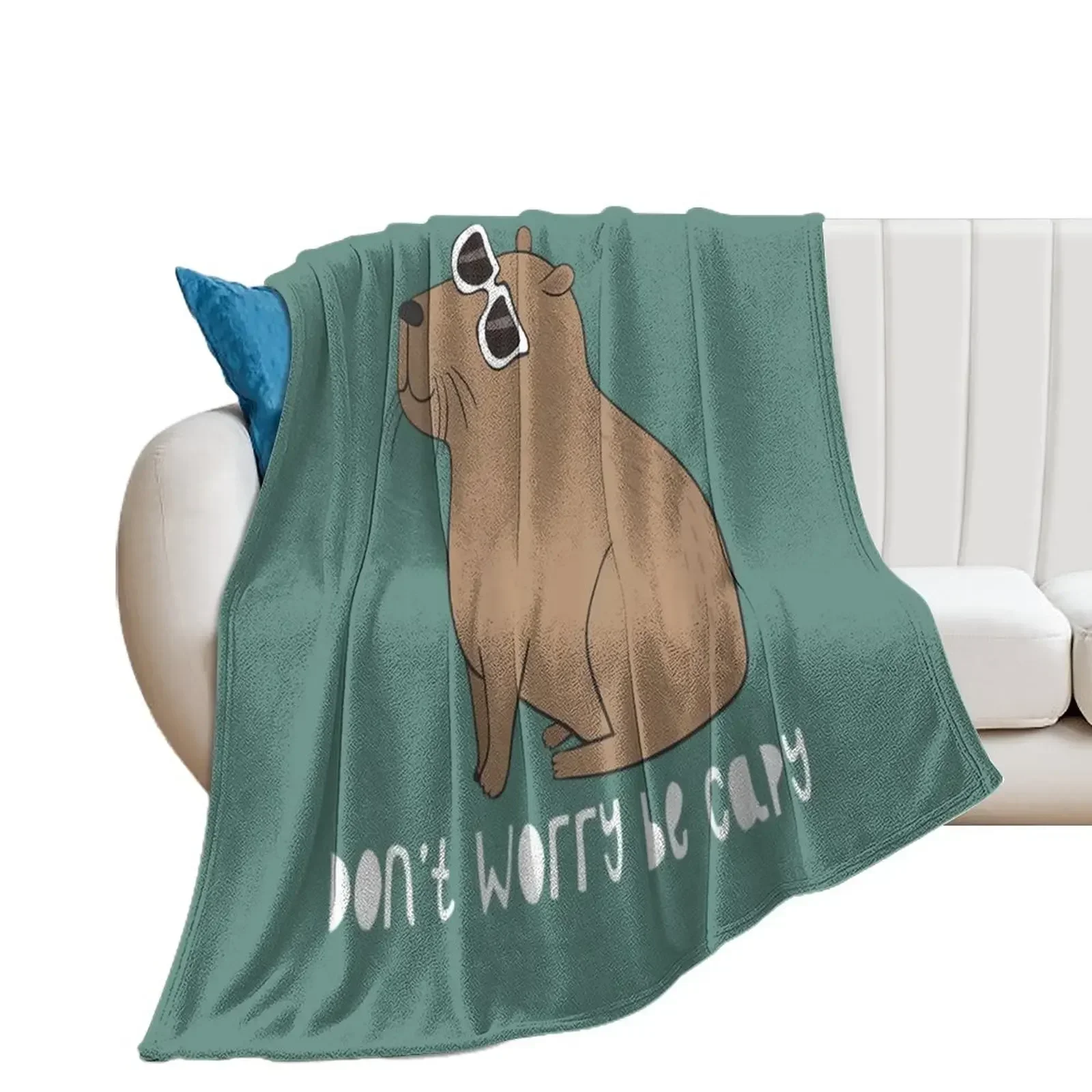 Womens Don't Worry, Be Capy Awesome Cute Capybara V-Neck Throw Blanket for babies anime Luxury Blankets