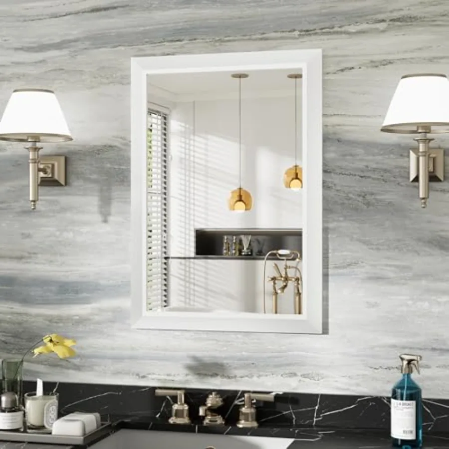 

22x30 Inch Bathroom Mirror for Wall, Thick Metal Framed Rectangle Mirrors for Over Sink, Bedroom, Living Room, Entryway, Anti-R