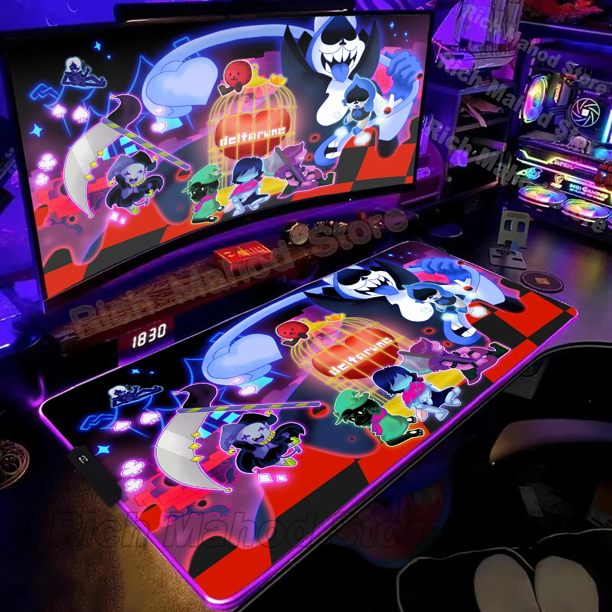 

RGB Game Mousepad D-Deltarune Mouse Pad Anime Gaming LED Table Pad Backlit Rubber Desktop Mat XXL Gamer Mousepad HD PC Desk Mats