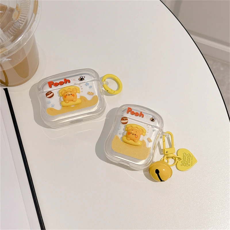 Disney Winnie Pooh For Apple AirPods 1 2 Pro 3rd Generation Cover Bluetooth Headphone Cover Cartoon Protective Case With Pendant