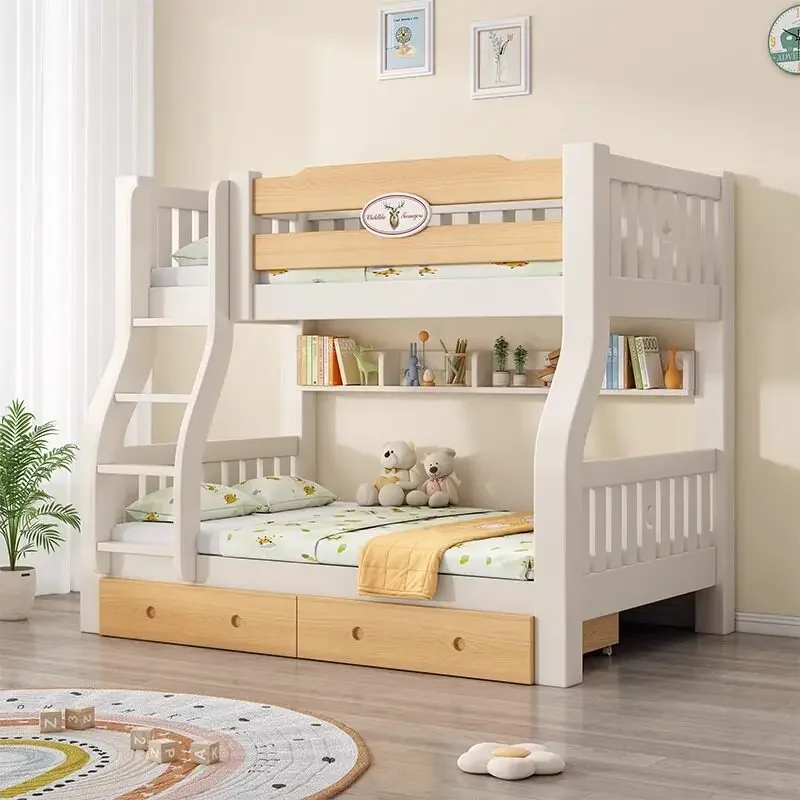 Children's bed upper and lower Bunk beds Upper and lower Full solid wood mother and child beds High and low