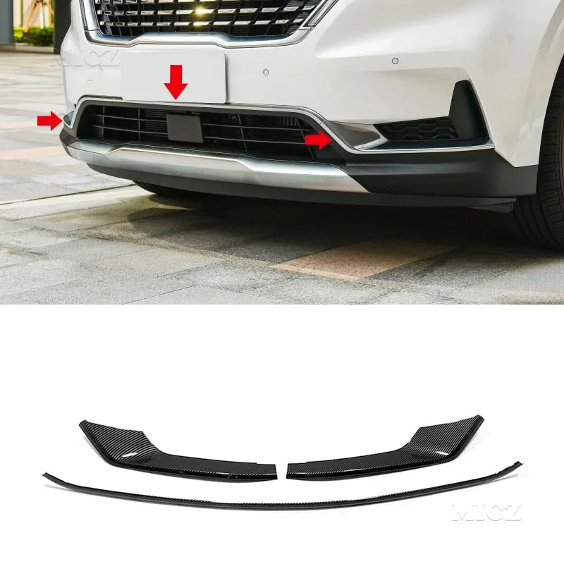 For Kia Carnival Sedona KA4 2021 2022 Front Grille Under ABS Carbon Fiber Decorative Cover Strip Silver Upgrade Car Accessories