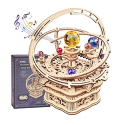 Robotime Rokr Music Box 3D Puzzle Wooden Model Kits Mechanical Building Craft Kits for Children Kids - AMK51 Starry Night