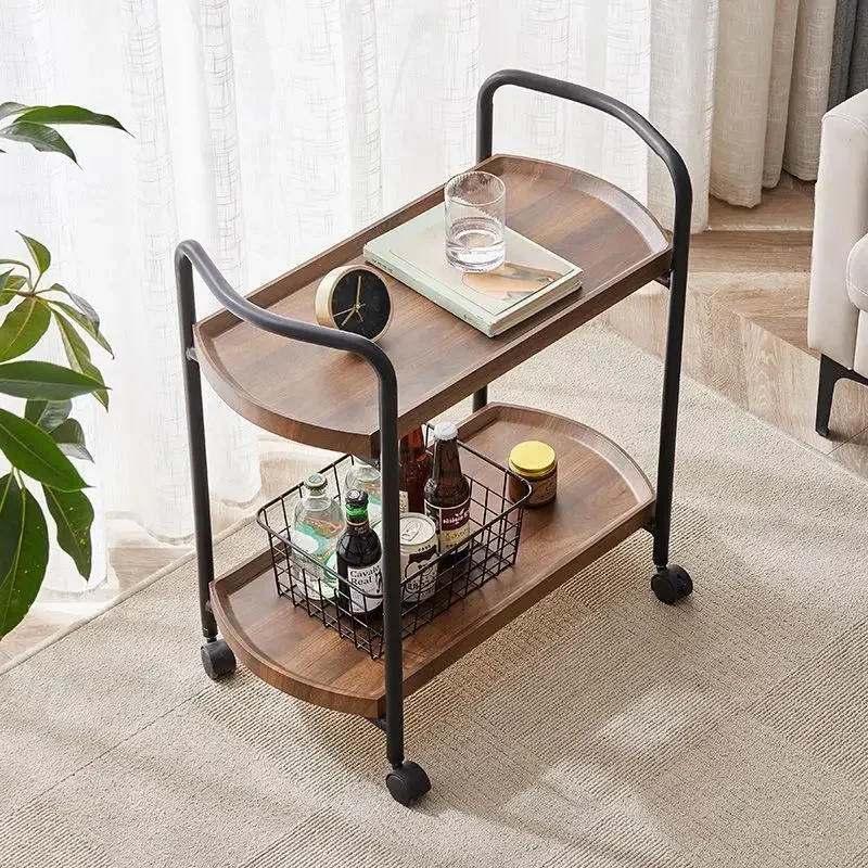 

Hotel Delivery Cart, Double-Layer Wooden Beverage Cart, Tea and Snack Cart, Cake Trolley Mobile Serving Cart for Food Drinks