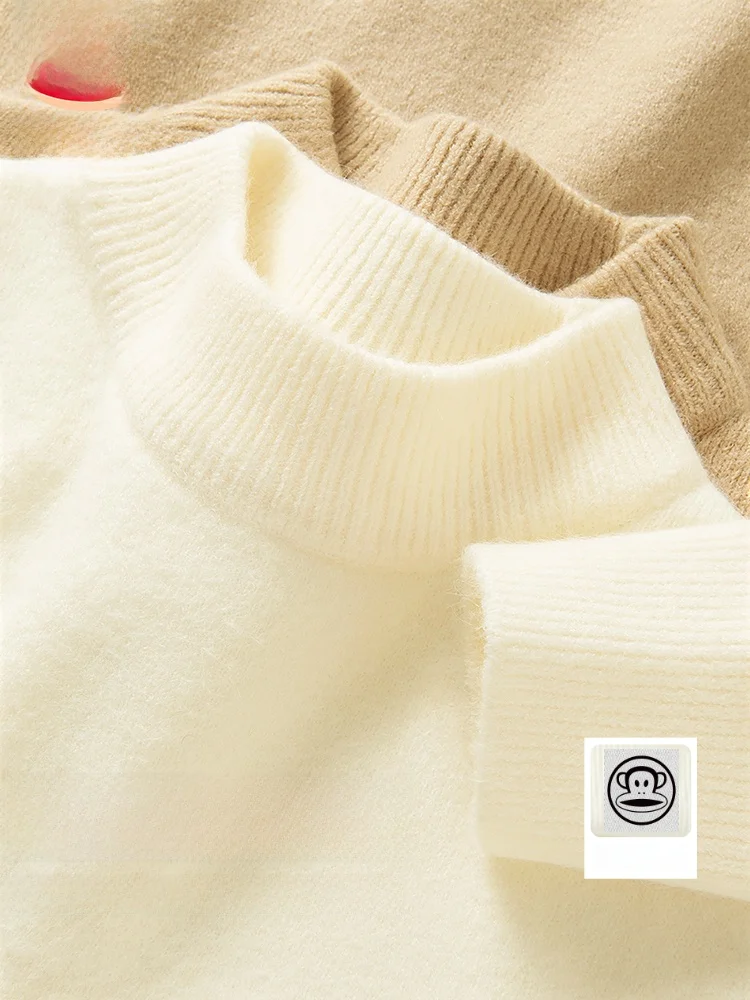 

f High Collar Fce Lined Thiened Knitted Sweater for Men Winter Faion Ci Casual Long Sve Animal Pattern