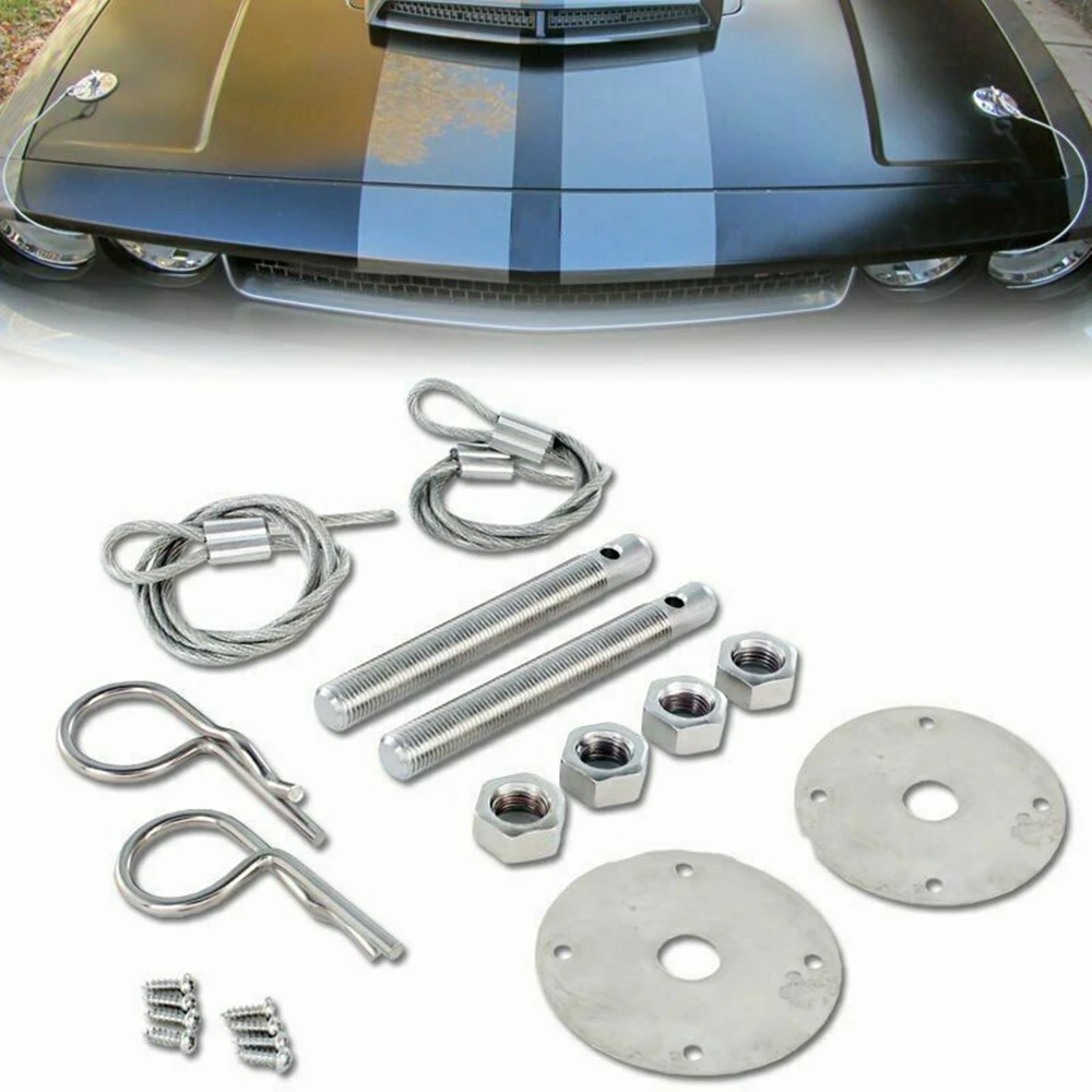 Universal Stainless Steel Hood Pins / Bonnet Lock Pin Kit Car Accessories