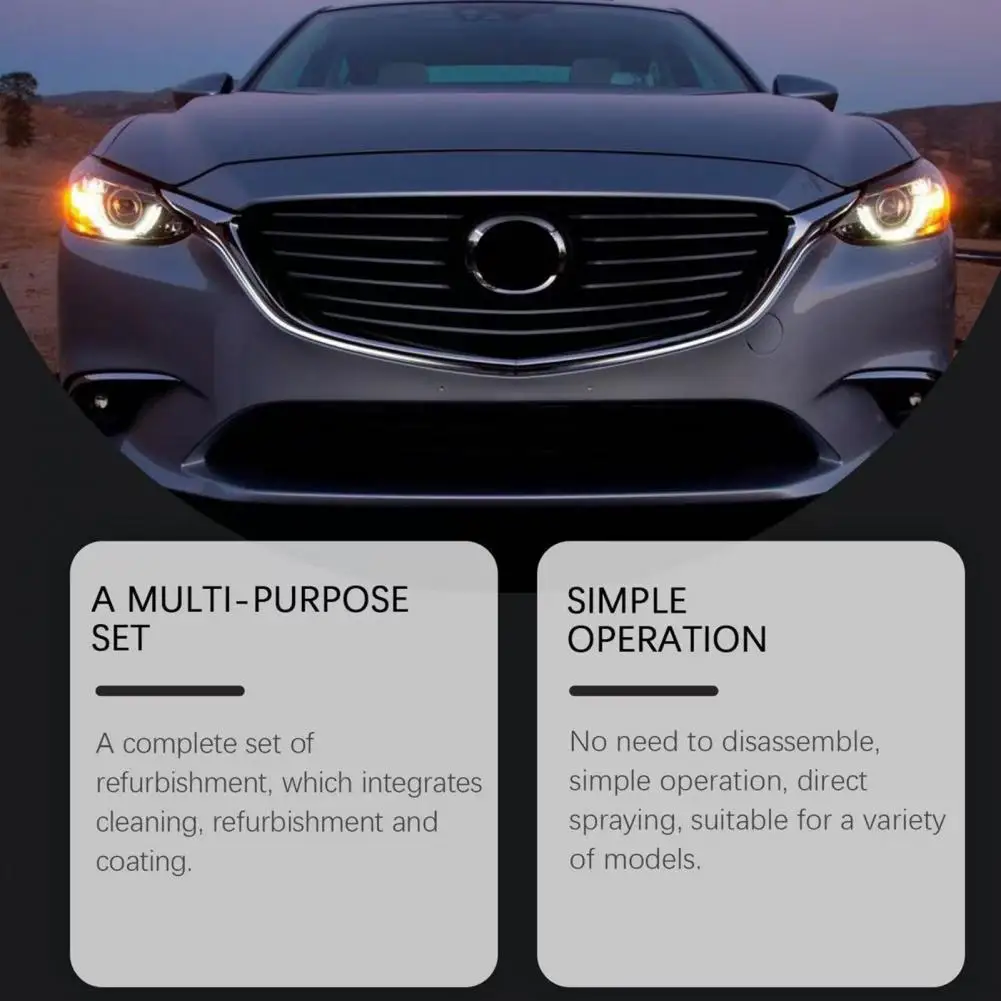 Car Light Repair Kit Uv Cured Headlight Coating Headlight Restoration Kit Automotive Headlamp Cleaner Restorer Yellowing for Car