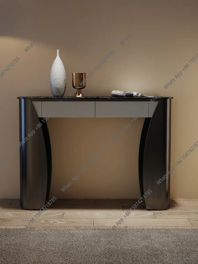 

Entrance cabinet Light luxury modern foyer Entrance end view table Wall shelf Design marble entrance
