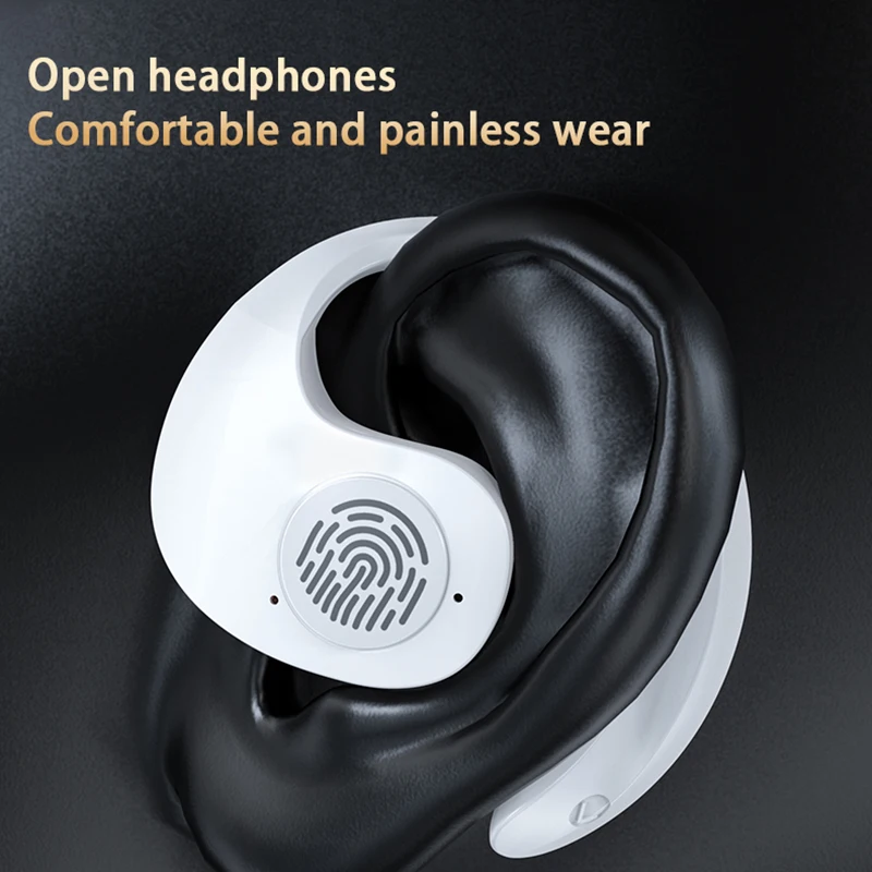 JR07 Bluetooth Earphones Conduction Open Ear Hook Wireless Sports Gamers Headphones 9D Stereo Waterproof Noise Reduction Headset