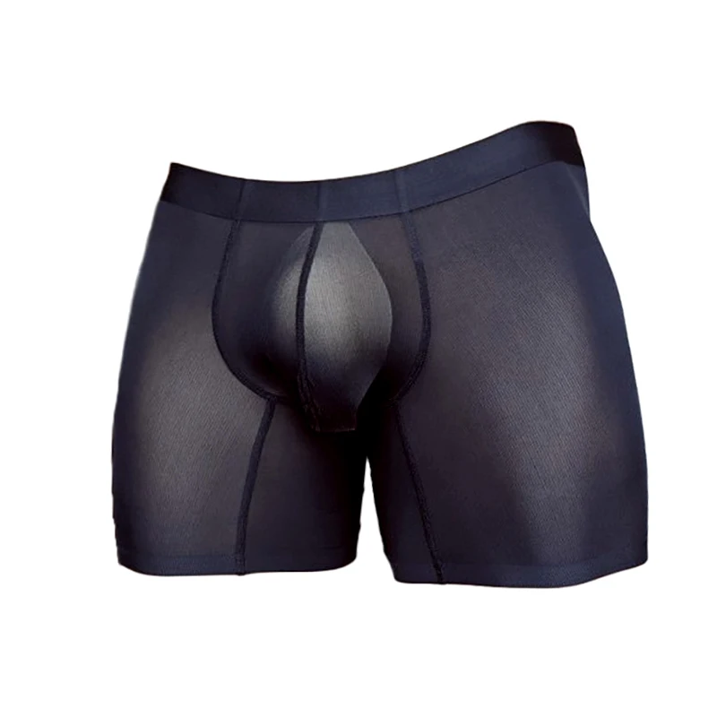 مضلع الحرير الجليد الرجال رقيقة مرونة سلس الملابس الداخلية تمديد الساق تقليد شفافة طويلة الملاكم حجم كبير ينغيرييس أرض الإنسان #4