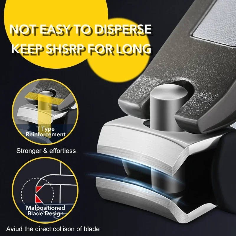 ที่ตัดเล็บสแตนเลสคุณภาพสูง 1 ชิ้น ป้องกันการกระเด็น สีดำ สำหรับตัดเล็บมือ ขนาดใหญ่ สำหรับมืออาชีพ