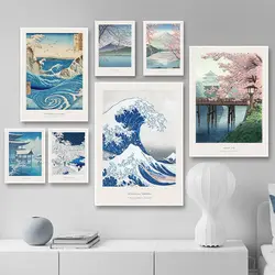 Hokusai Ohara Koson-cuadro sobre lienzo para pared ondulada de estilo japonés, imágenes de pared para sala de estar, decoración del hogar, carteles nórdicos e impresiones