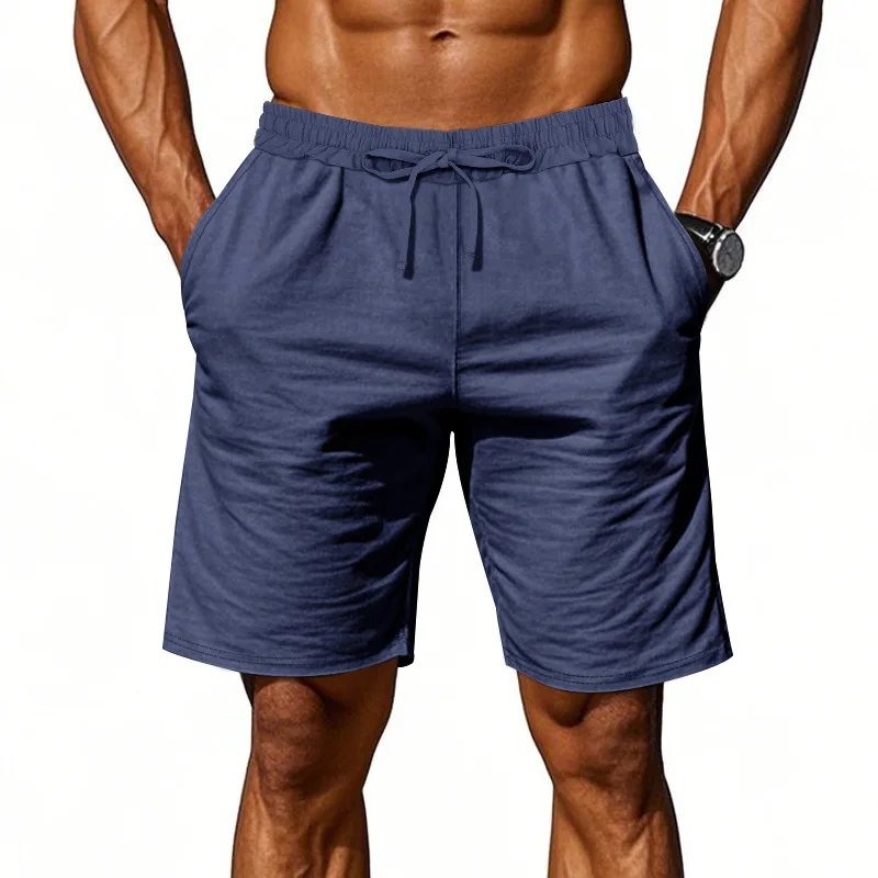 

Men's Summer Linen Thin Beach Shorts Casual Drawstring Elastic Waist Loose Five-Point Shorts