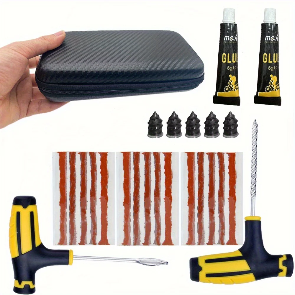 Reparatieset voor noodbanden - Robuuste lijm- en rubberen strips voor bevestiging van platte lek op auto's/vrachtwagens/campers, veiligheidsoplossing onderweg