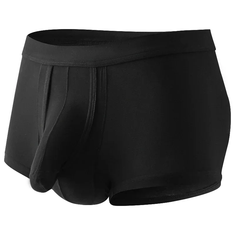 Homens boxer roupa interior grande bolsa saco confortável cuecas respirável sem costura macio calcinha masculina