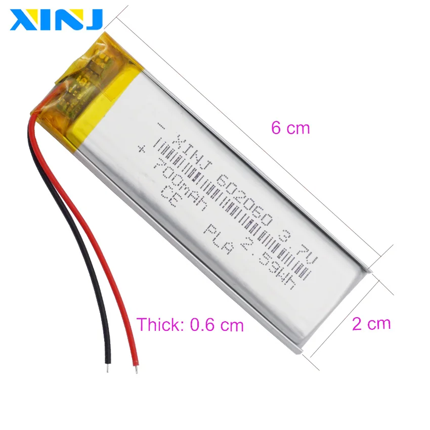 3.7V 700mAh 2.59Wh 602060 akumulator litowo polimerowy akumulator Lipo dla długopis z funkcją nagrywania GPS rejestrator jazdy LED światła Sat Nav