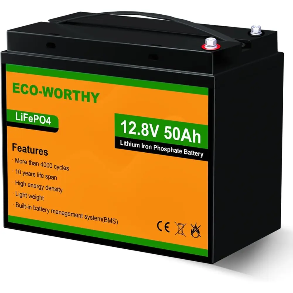 

12V 50Ah LiFePO4 Battery with BMS for Deep Cycle, 30-50lb Trolling Motors, RVs, Marine, Solar, Power Chairs