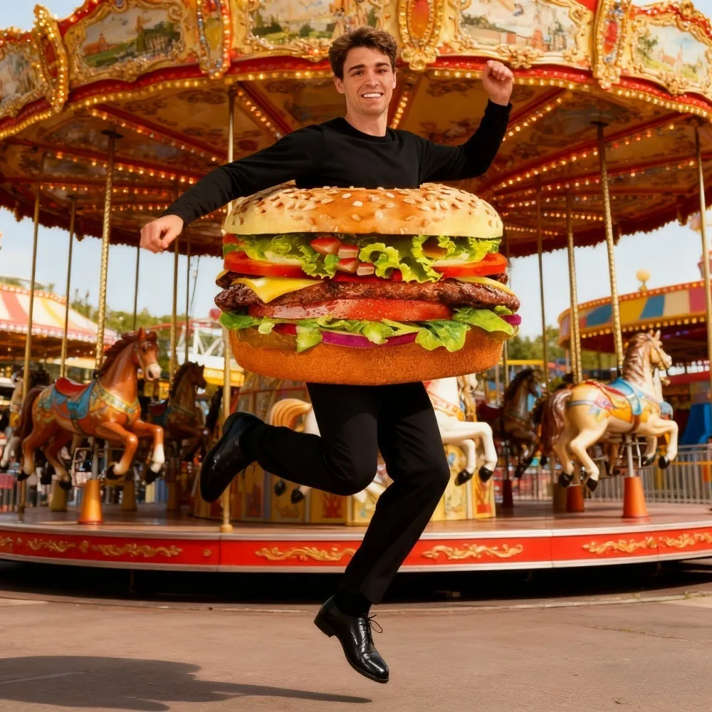 زي شخصية همبرغر - زي برغر لكامل الجسم للعروض المسرحية والحفلات التنكرية #4