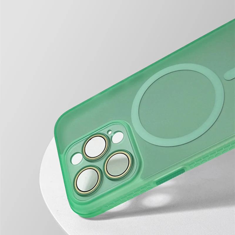 Frosted Translucent for MagSafe Phone Case for iPhone 14 16 Pro Max 15 Pro 13 11 12 Trendy Wireless Charging Shockproof Cover