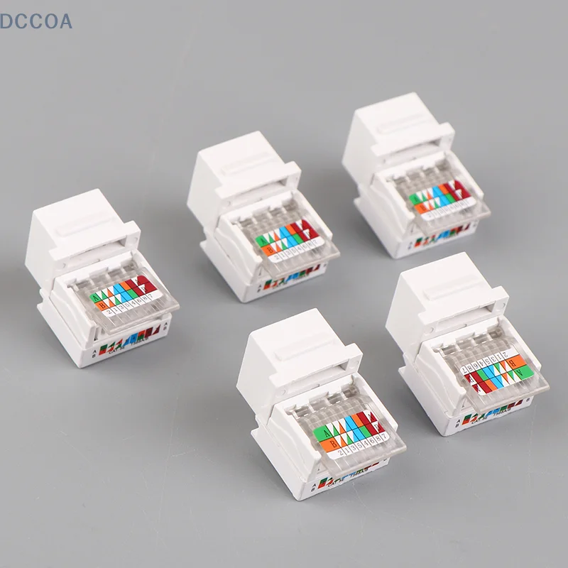 5 قطعة RJ45 موصل معلومات المقبس منفذ الكمبيوتر مهائي كابلات جاك أداة خالية CAT5E UTP محول كابل الشبكة