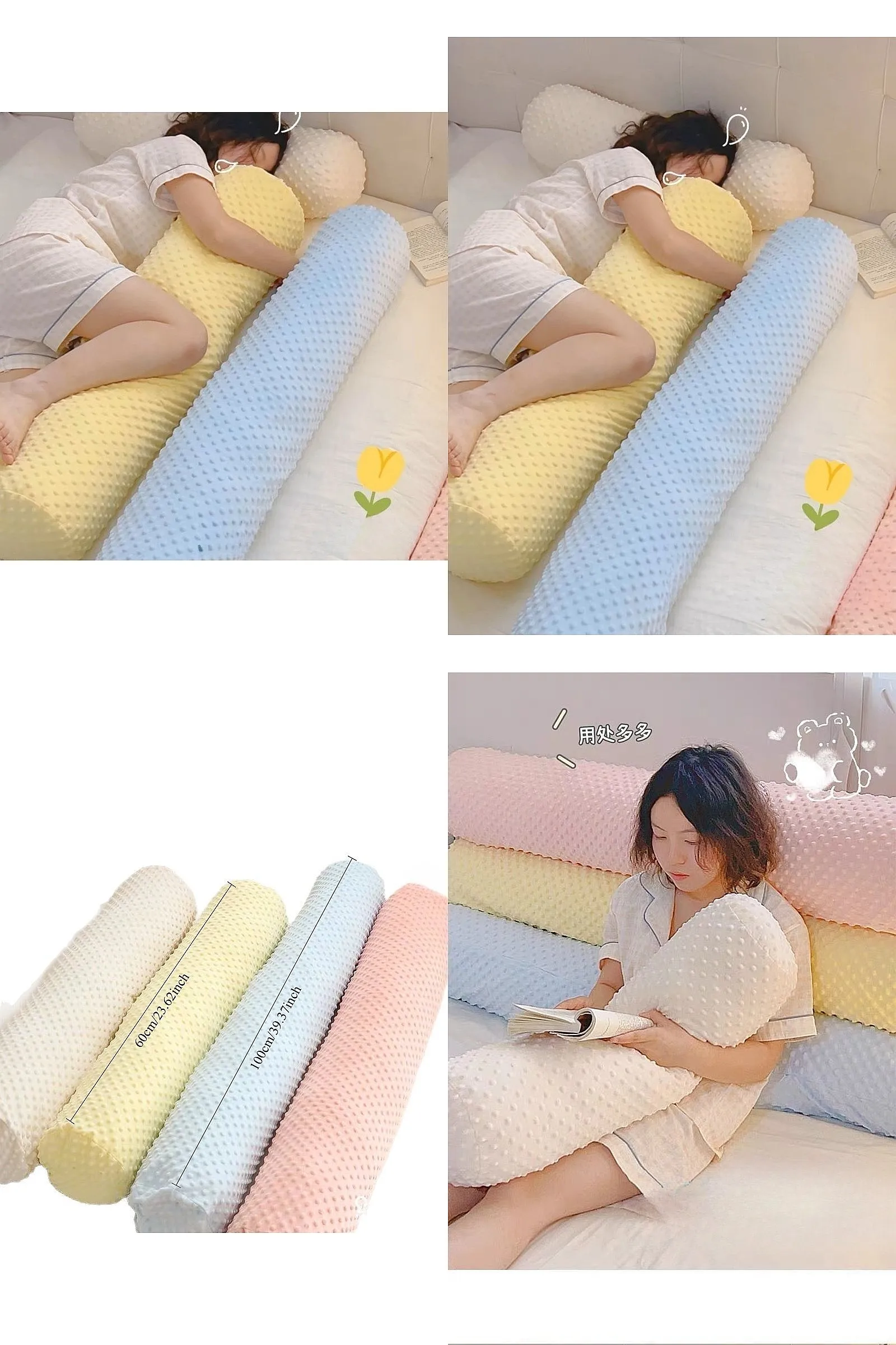 Detachable Long Bolster Pillow Bedside Backrest Cushion Leg Support Sleeping Pillow for Women Men Bedroom Use