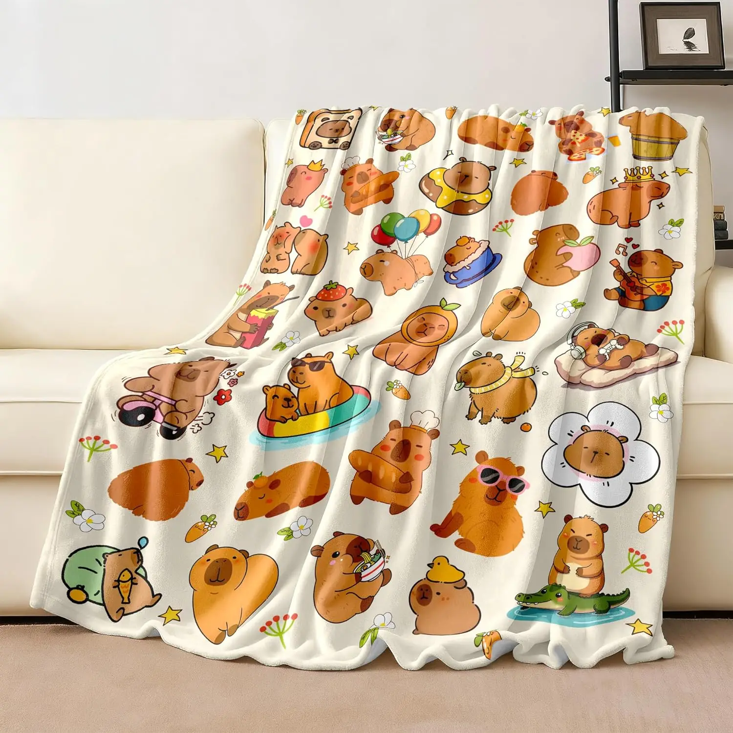 Capybara Blanket Gifts Warm Flannel Capybaras Throw Blanket Bedding Decor for Capybara Lovers Kids Girls Women Adults 50