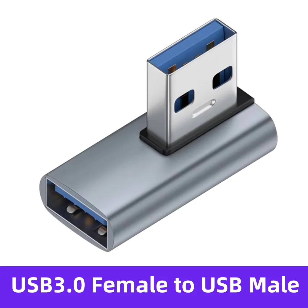 NNBILI USB3.0 Stecker auf Buchse rechtwinkliger Verlängerungsadapter USB-Upward-Winkel 90-Grad-Adapter 10 Gbit/s für Laptop-PC-Anschluss