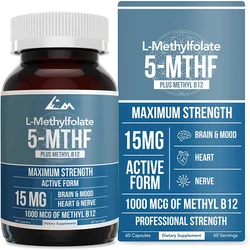 L-methylfolate 15mg with methylB12 cofactor - active 5-methyltetrahydrocannabinol form - supports emotions, methylation