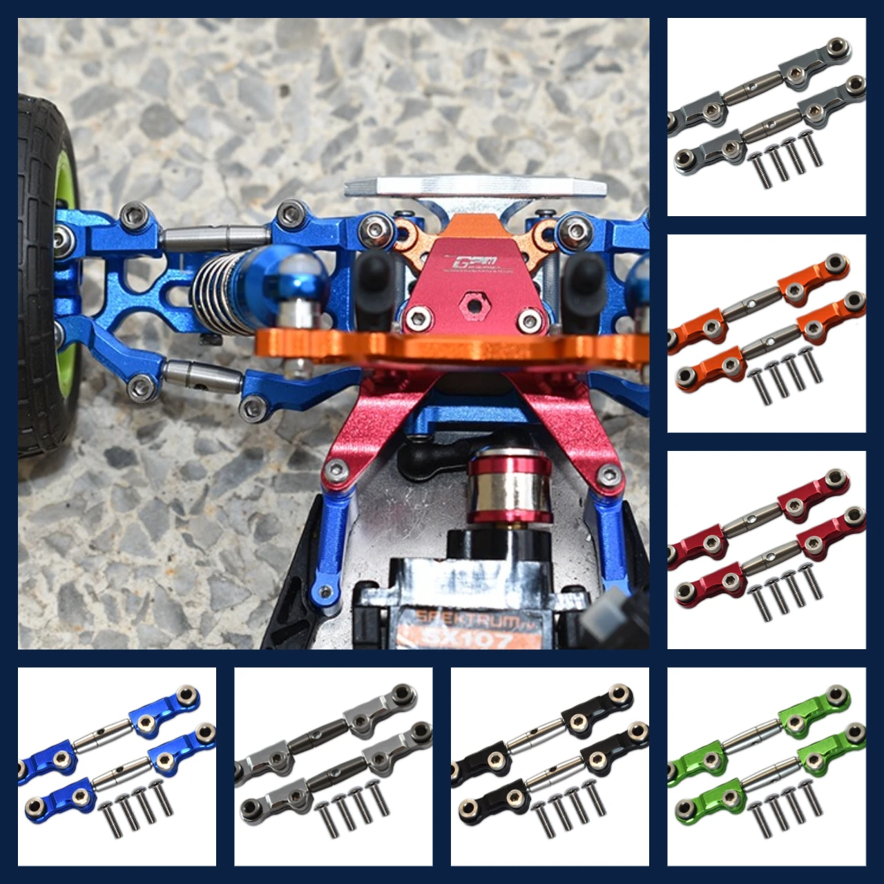 GPM Alloy+SST Front Upper Arm Tie Rod For LOSI 1/18 Mini-T 2.0 1/16 Mini-B LOS214013