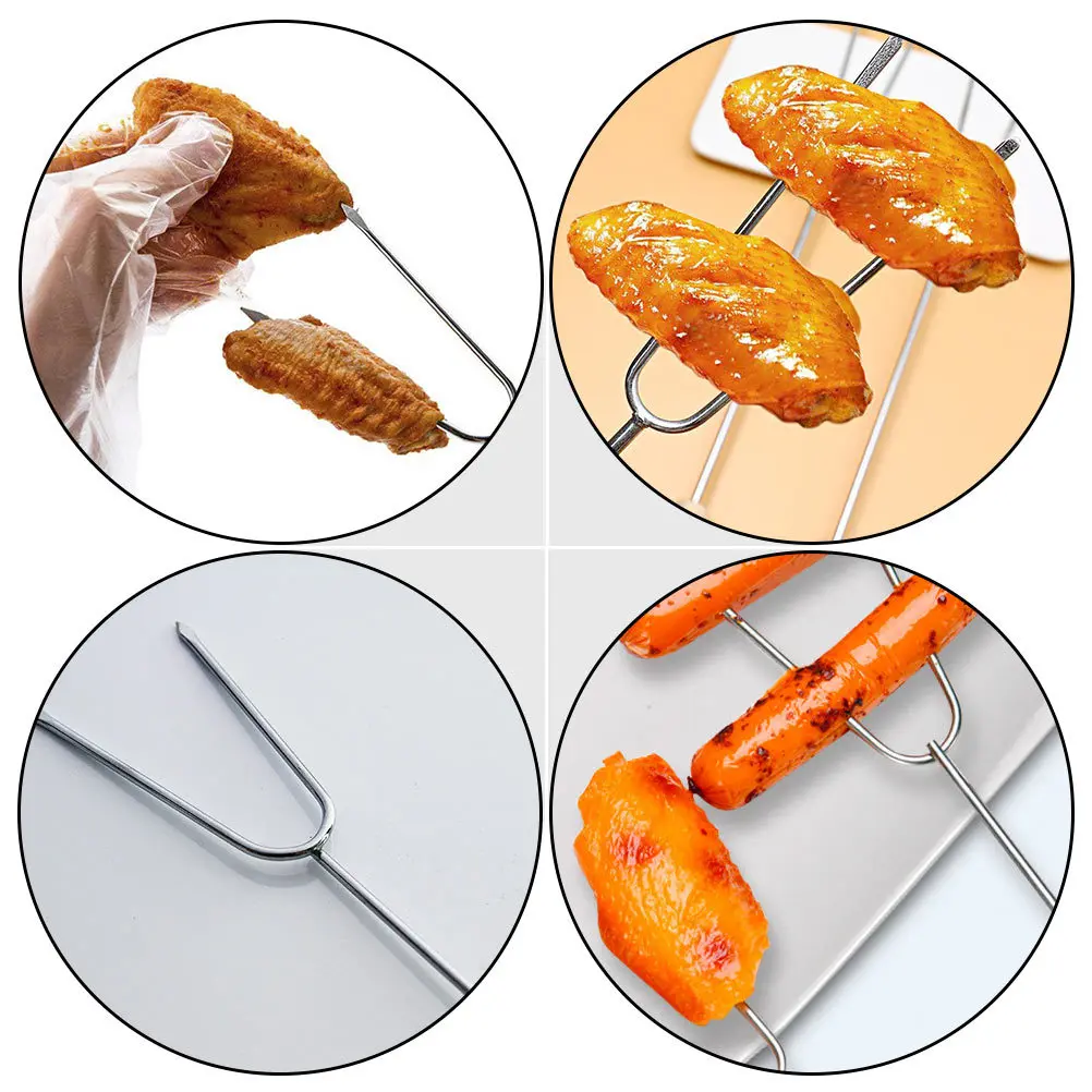 

6pcs Stainless Steel Bbq Forks Long Handle For Hot Pot Party Restaurant Use Kebab Roasting Forks Kitchen Bar Tools