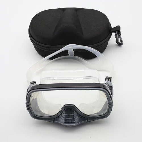 Imagen 1 del producto Máscara de buceo de marco grande con válvula de drenaje |   Lente de vidrio templado HD y correa de silicona ajustable, gafas de natación, buceo, , moa,