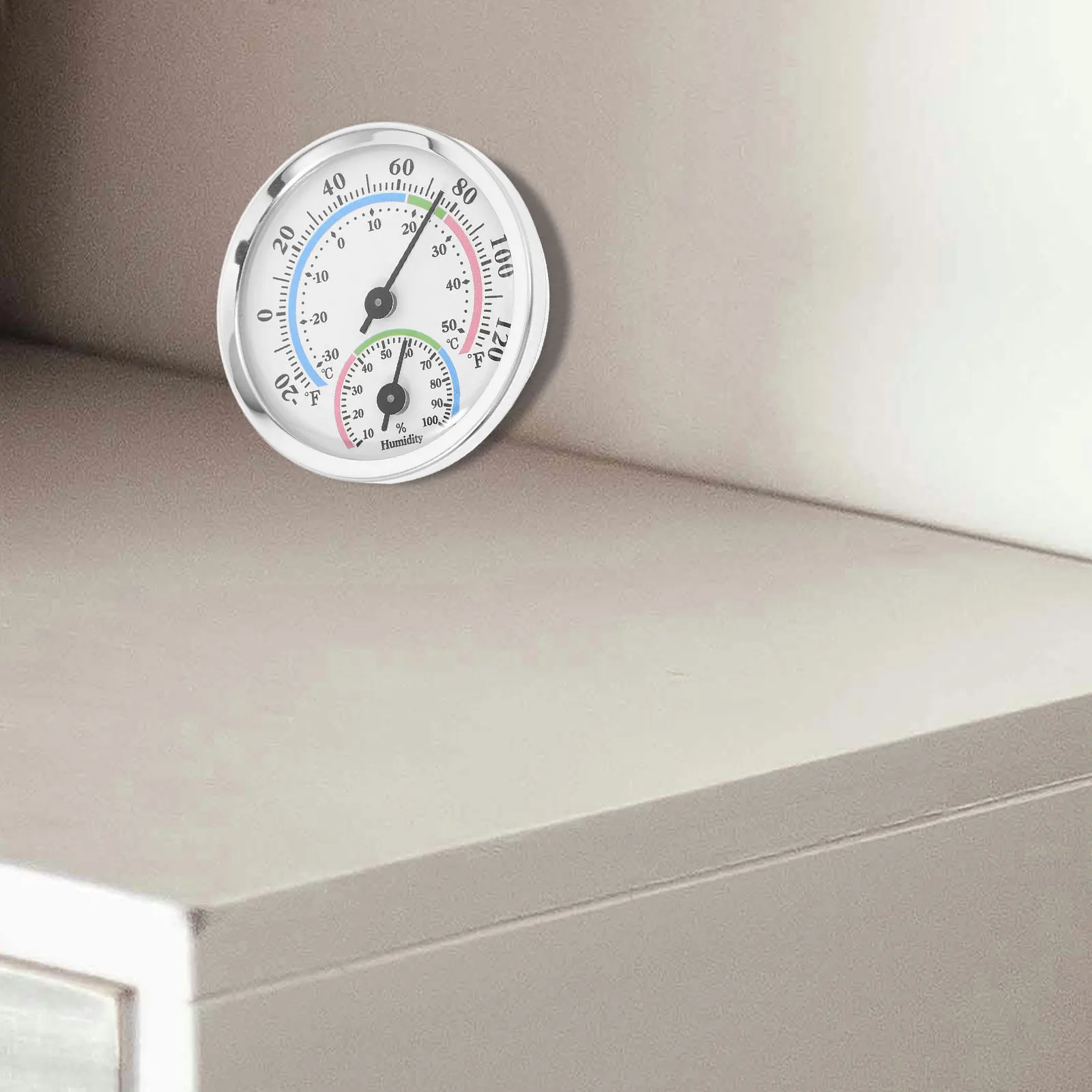 

Mini Hygrometer Thermometer Home Bathroom Silver Indoor Humidity Gauge Reader Temperature Monitor Wall Mountable Aluminum Alloy