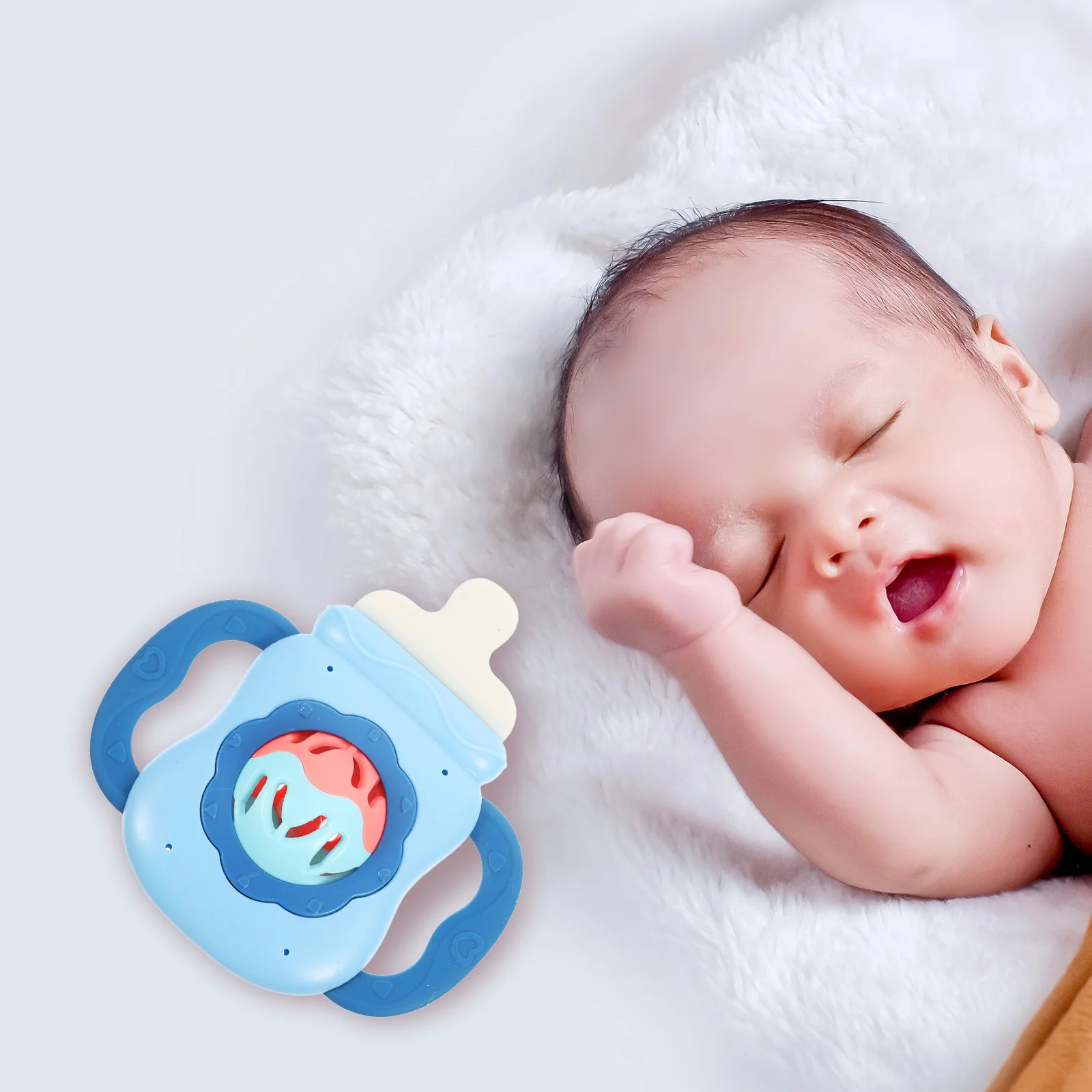 Premium tandjesrammelaar vroege onderwijs zuigflessen vorm schudden muzikale rammelaars baby peuter babyrammelaars