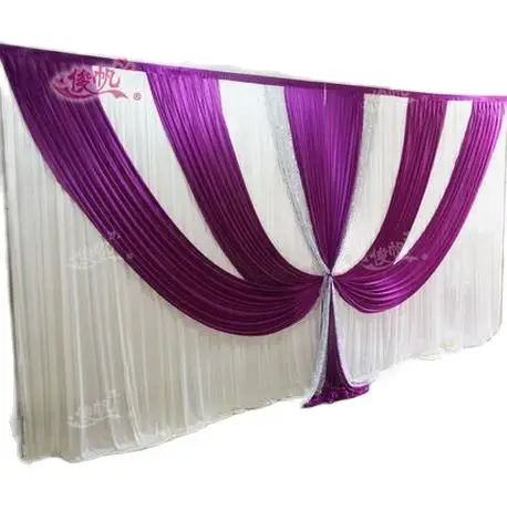 2024 New Sequins Wedding Swag wedding stage backdrops decoration romantic purple with white wedding curtain with swags