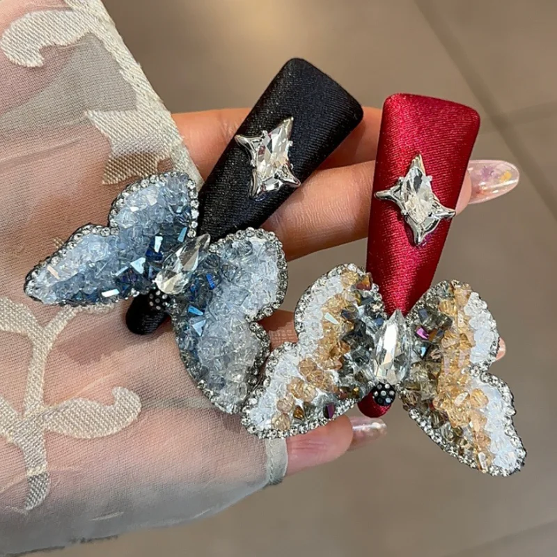 Korean Butterfly Hair Clip Gradient Color Diamond Side Bangs Barrette Fashion Hair Decor Hairpin