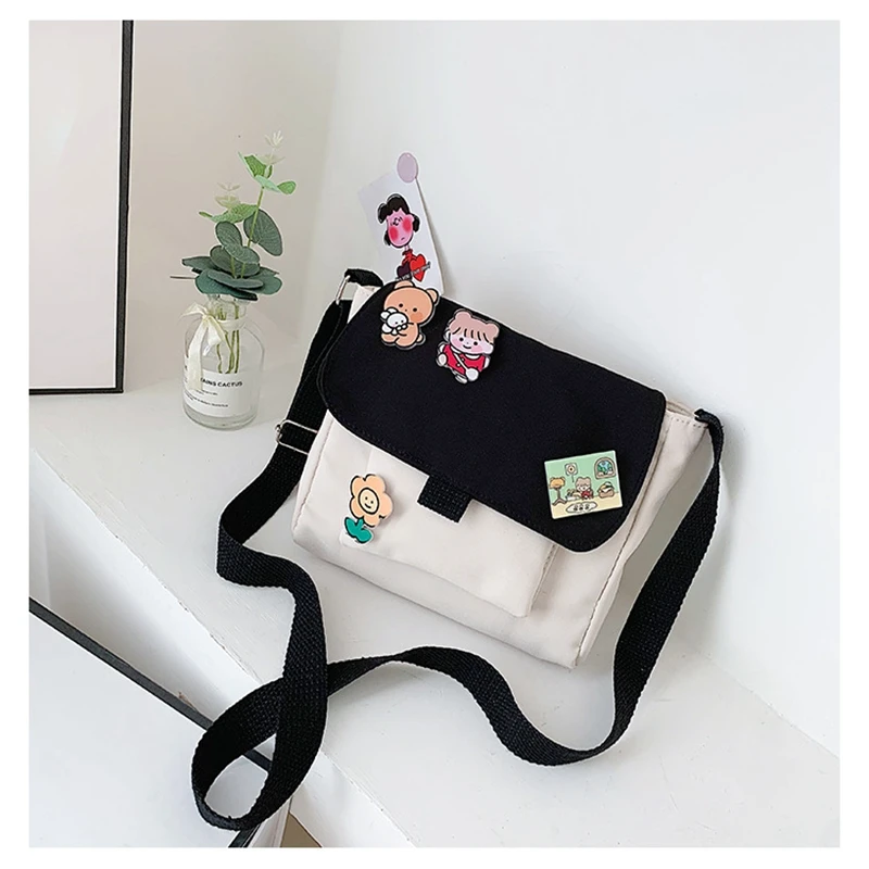 Korean Cute Small Bag Soft Sister Girl Heart Soft Cute Student Shoulder Bag Japanese Harajuku Messenger Bag Woman Black