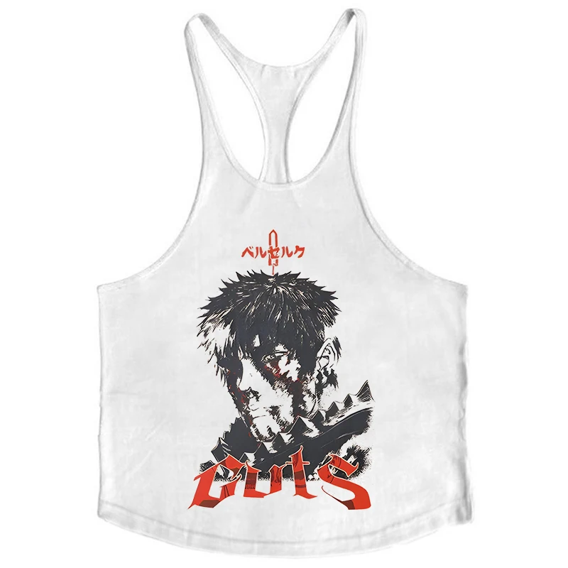Berserk Grafik-Tanktop aus Baumwolle für Herren, Sommer, ärmellos, Y-Back-Weste, für Fitness, Muskeltraining, sportliches Workout, Unterhemd, Activewear – Detail 22
