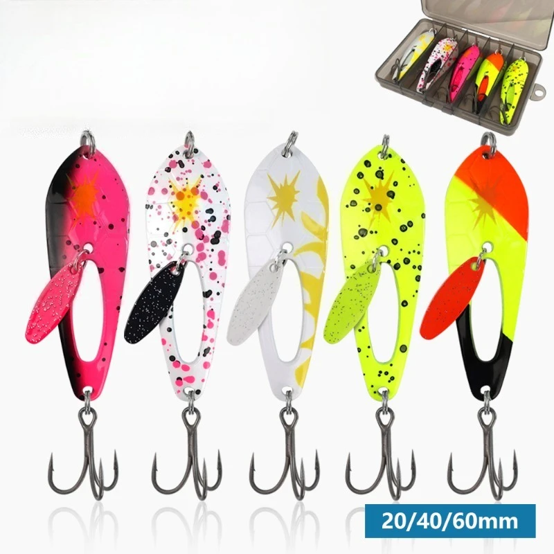 

5pcs Fishing Lure Suit 2g 4g 10g Metal Spoon Noise Sequin Paillette Carp Bass Artificial Hard Fishing Baits with Treble Hook