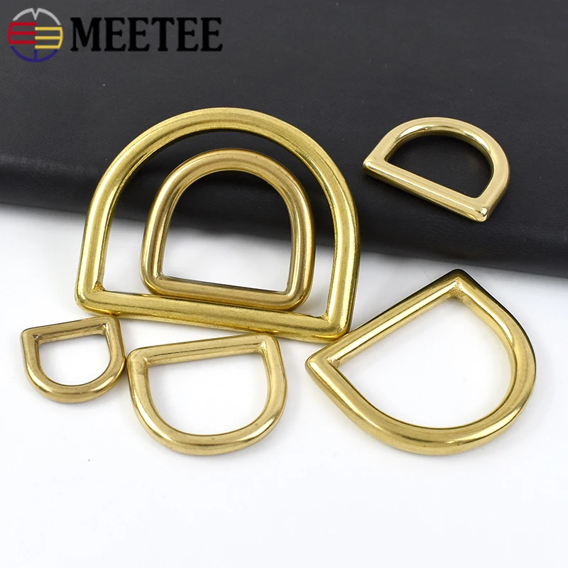 

2/4Pcs Meetee 13-44mm Solid Brass Buckle D Ring for Bag Strap Webbing Loop Clasp Pet Collar Rings DIY Leather Craft Accessories