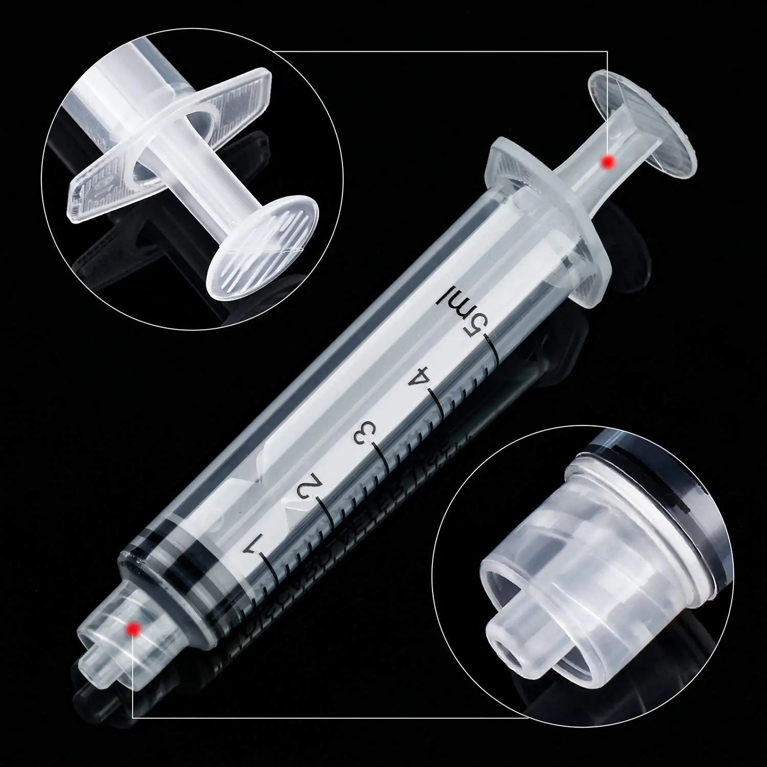 100Pcs 5ml Luer Lock Syringe Smooth Push Clear Scale Resin 3D Printer Ink Sampler Precision Lab Measuring