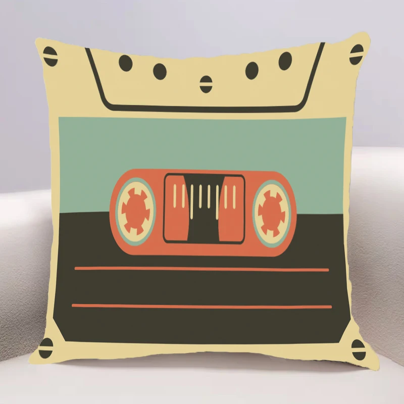 Vintage cassette Cushion Cover for Sofa Pillow Case Cover Seat Car Throw Pillowcase 45X45cm For Home Decorative 037