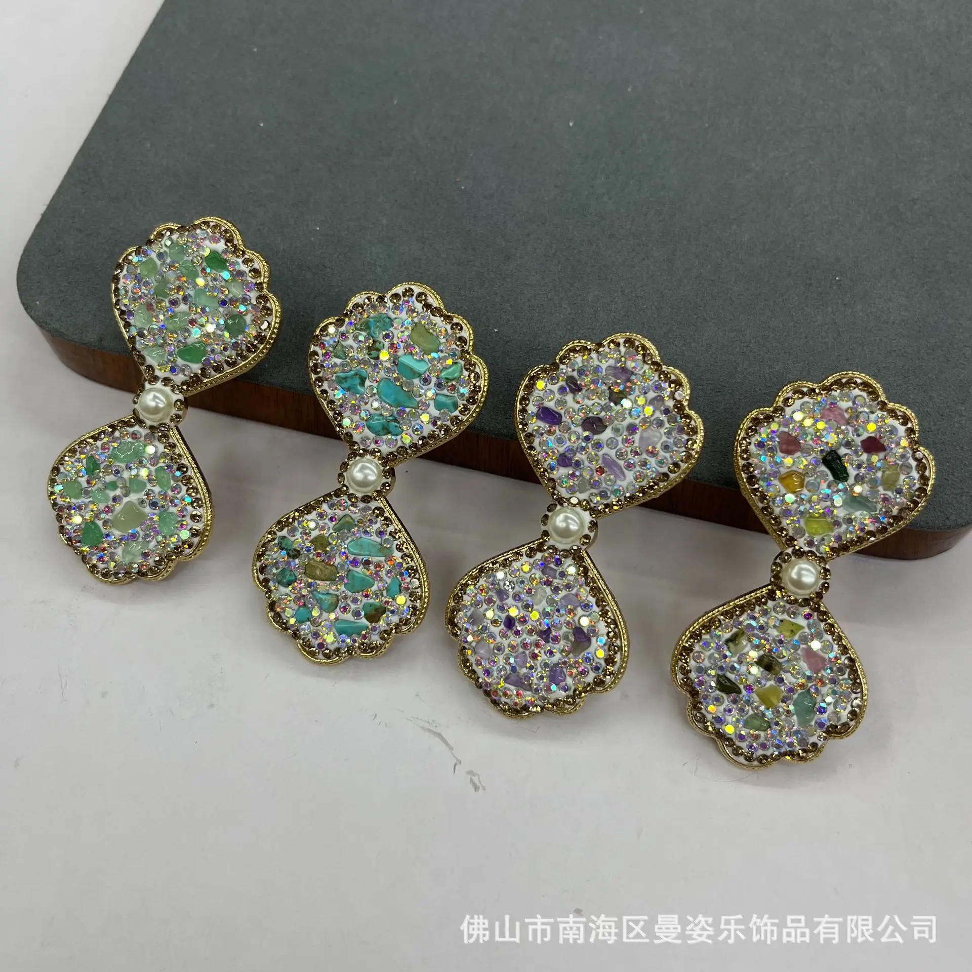 DIY accessories European and American simple girls love bow tie natural stone rhinestone hairpin, small spring clip small bangs