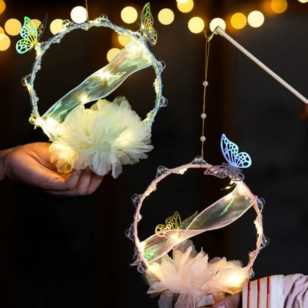 Diy material saco meados de outono festival lanterna diy artesanal forma de flor de lótus handheld coelho lanterna brilhante luminosa