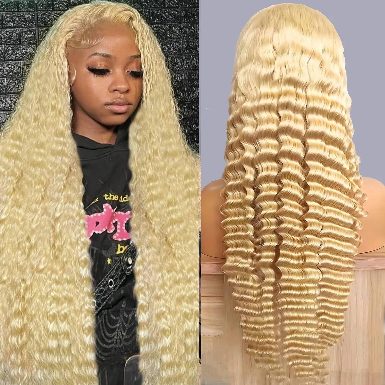 30 inch 613 Kanten Voorkant Pruik Echt haar Blonde Pruik Echt haar 613 Diepe Golf HD Kanten Voorkant Pruiken 200% Dichtheid Voorgeplukt Voor Vrouwen - afbeelding 2
