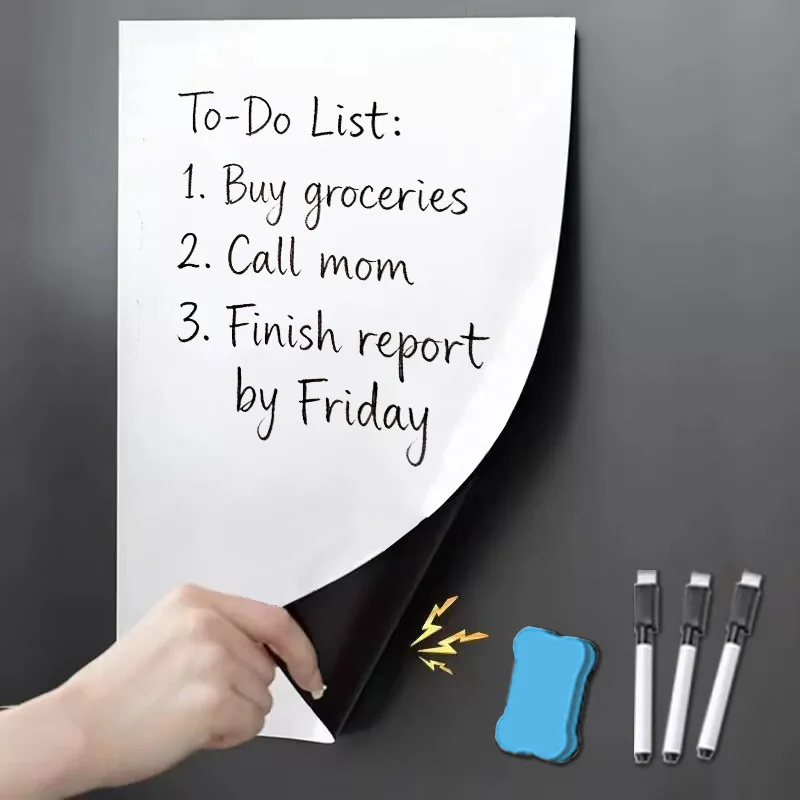Magnetic Dry Erase Board Fridge Markers WhiteBoard Planner Sheet Kitchen Erasable Flexible Refrigerator Magnet Memo Grocery List